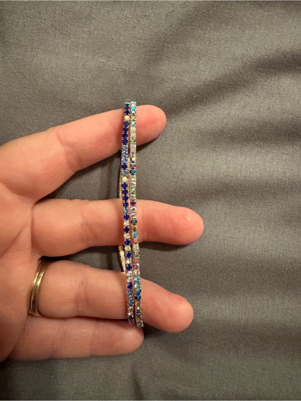 Sparkling Blue and Silver Crystal Tennis Bracelet